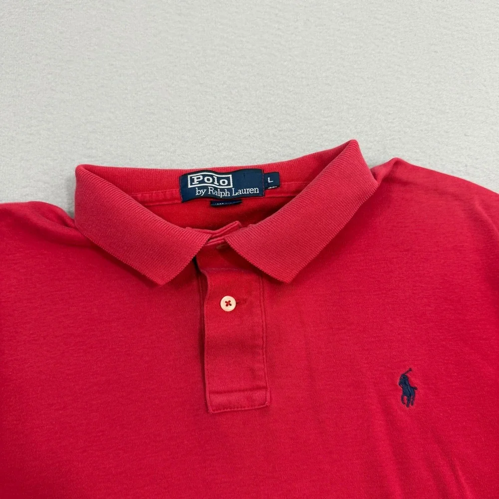 Polo Ralph Lauren Polo Shirt Mens Large Red Vintage USA Made Short Sleeve Preppy